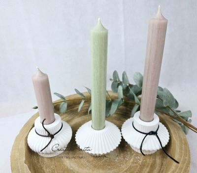 Kerzenständer für Stabkerzen in Rillenoptik - 1